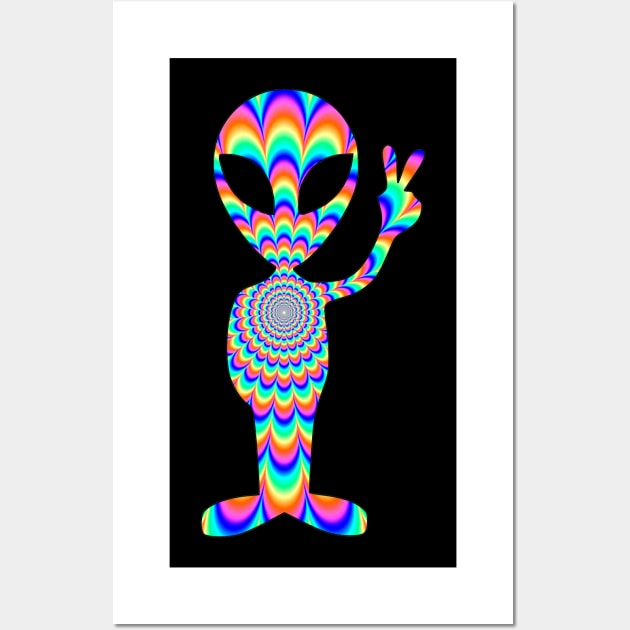 Rainbow Alien Cool Colorful Wall Art by Lin Watchorn 